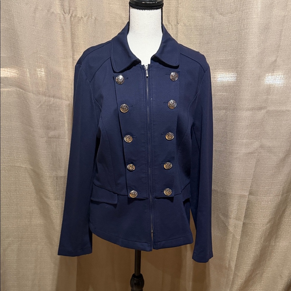 INC International Concepts Navy Double-Breasted Military-Inspired Jacket Sz XL